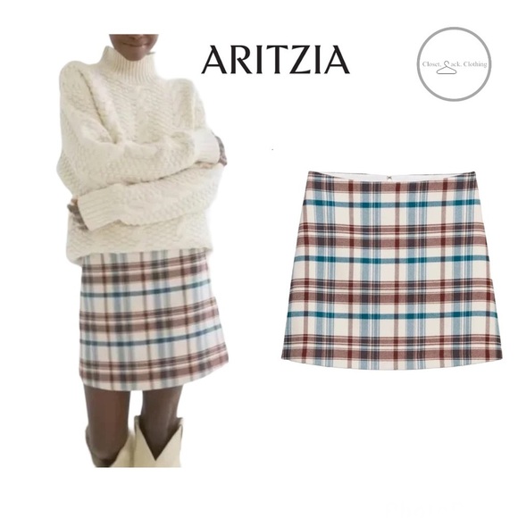 Aritzia Dresses & Skirts - Aritzia Wilfred Classic Conway Birch Suave High Rise Plaid Mini Skirt Size 10